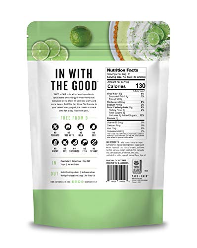 Image of The Safe + Fair Food Company Key Lime Pie Granola - 12oz, 6 Pack | Gluten-free dairy-free and vegan snack, allergen-free, non GMO, no artificial ingredients