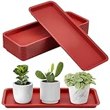 INTERWARM 16 Stück Rechteckiger Untersetzer Aus Kunststoff Große 41.7x16.4x2.3cm Große Kunststoff Pflanzentropfschalen Pflanzenuntersetzer Für Drinnen Und Draußen Indian Red