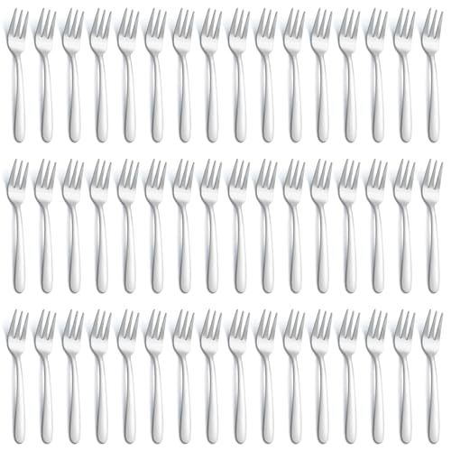 BEWOS Kuchengabeln/Dessertgabeln 48 Stück Set - 5,31 Zoll (13,5cm) Kuchengabel, Edelstahl Gabeln, Spülmaschinenfest, Spiegelpoliert Gabeln, Geeignet für Haushalte, Restaurants, Kantinen usw