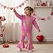 Socutebabe Toddler Baby Girl Valentines Day Outfit Fries Before Guys Sweatshirt Long Sleeve Pullover Flare Pants Cute Clothes (Rose Red, 12-18 Months)