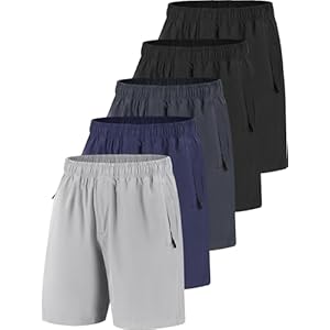 Men Running Athletic Shorts, Quick Dry 7 inch Inseam Gym Workout Men Shorts with Deep Pocket & Zipper