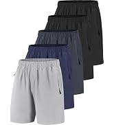 POVWVPY Men Running Athletic Shorts, Quick Dry 7 inch Inseam Gym Workout Men Shorts with Deep Poc...