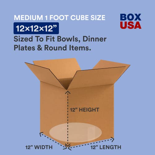 Image of BOX USA Shipping Boxes Small 12 inchL x 12 inchW x 12 inchH, 25-Pack | Corrugated Cardboard Box for Packing, Moving and Storage