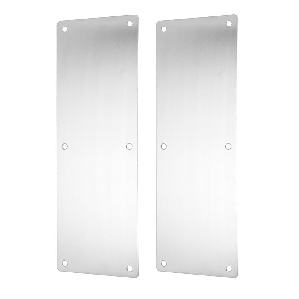 Piastre in acciaio inox, confezione da 2 piastre di spinta resistenti, per porte a battente interne ed esterne, protezione antigraffio con fori preforati, finitura argento, 80 x 300 mm