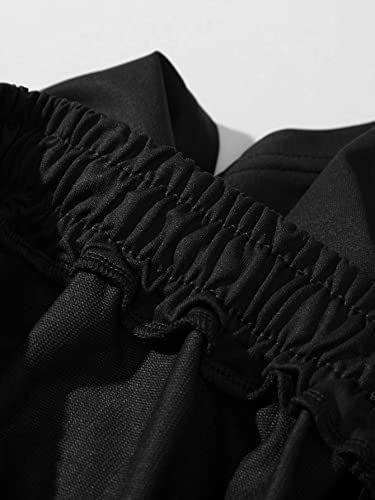 Oyoangle Men's Graphic Drawstring Shorts Athletic Sport Gym Workout Shorts Solid Black Print L #TOP2