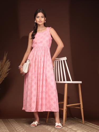 Image of Dress for Women | New Rayon Floral Printed Flared Maxi Dress for Women & Girl's