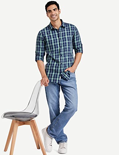 Image of Amazon Brand - Symbol Men's Cotton Checkered Regular Fit Casual Shirt