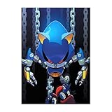 Displate Sonic the Hedgehog Metal Posters Sonic Boys Room Decor Fan's Gift Wall Art - Sonic Comic Covers - Dark Sonic Poster 26.6' x 18.9'