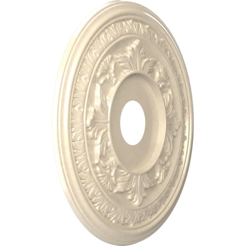 Image of Ekena Millwork CMP19BAEPE Baltimore Thermoformed PVC Ceiling Medallion (Fits Canopies up to 7 3 /4 inch), 19 inchOD x 3 1 /2 inchID x 1 inchP, Universal Metallic Pearl Mist