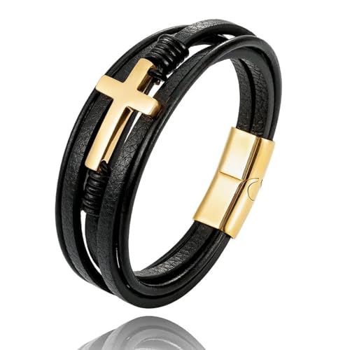 Bracelet en cuir tressé pour homme - Le cadeau idéal et accessoire double croix - 3