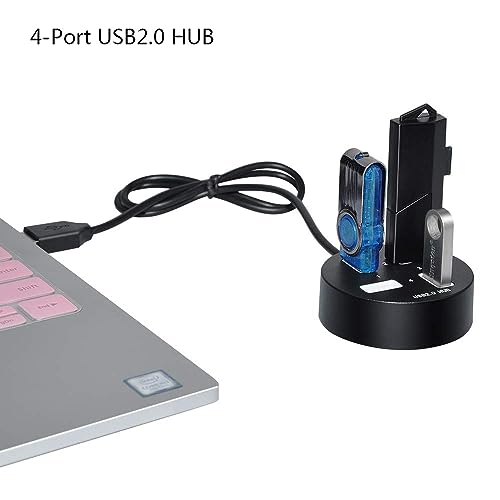 Image of XIKKART 4 Port USB hub, High Speed 4 Port USB 2.0 Multi HUB Splitter Expansion Round Shaped 4 Port USB 2.0 with Support Up to 1TB Multi Hub Adapter for Desktop PC