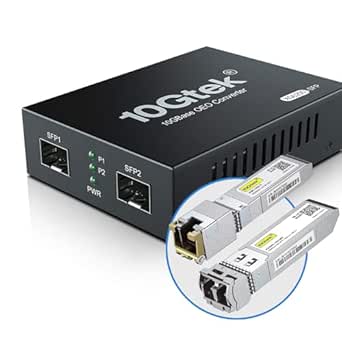 10GbE SFP+ Media Converter with Fiber to 10G Copper UTP Ethernet, 300m Reach, SR Module Included