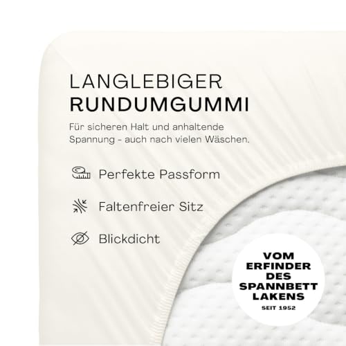 schlafgut Premium Spannbettlaken 140x200 cm Bio-Baumwolle, Off-White – Ansicht 3