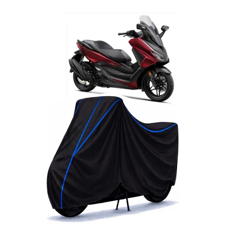 Image of Scooty Cover Water Resistant for Forza 150 | Universal Scooter & Bike Cover | Heavy Duty UV Dust, Rain & Scratch Protection | Elastic Fit All Weather Indoor Outdoor | Black with Blue Piping
