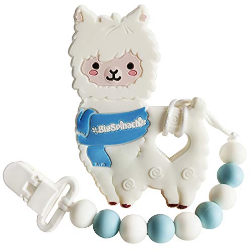 BIGSPINACH Teething Toys for Babies 0-6,6-12,12-24 Months, Silicone Teether with Pacifier clip