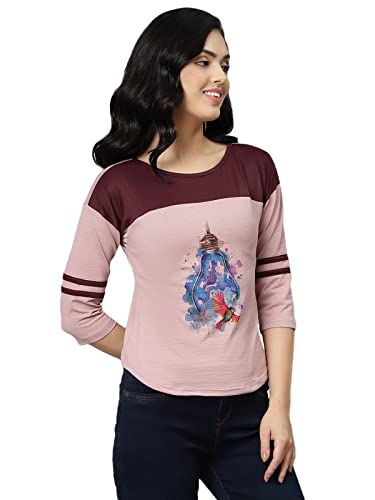 Image of OM SAI LATEST CREATION Women's New 3D Printed Lycra 3 /4 Sleeve Regular Fit Office wear,Casual wear Western Top