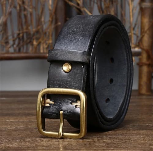 3.8CM Genuine Leather Belt For Men Fashion Design Copper Buckle Jeans Cowskin Casual Belts Cowboy Waistband4