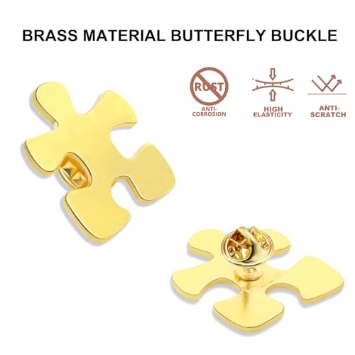 Image of 20 /50 /100 /200Pcs Employee Appreciation Gifts Gold Puzzle Piece Pins Bulk Autism Awareness Pin Thank You Gifts Button Brooch Badge Pin