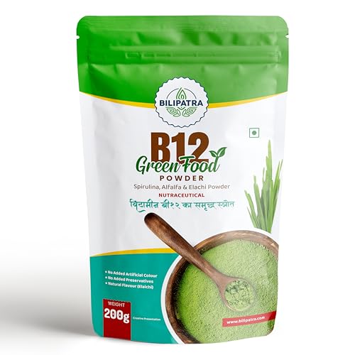 Image of B12 Green Food Powder, 200g | Plant Based Vitamin B12 Supplement (B12GreenFood Powder) | Vitamin B1, B2, B3, B6, B9,C & A | Boost Energy Level, Good For Digestion & Stress, For Men & Women