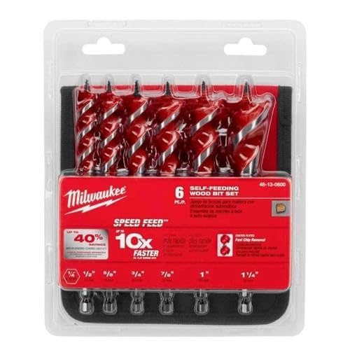 MILWAUKEE'S 48-13-0600 - Set di 6 punte per legno per mangimi velocità, 6 pezzi