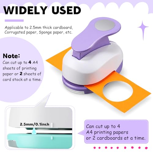 Image of CHENGU 6 Pcs Circle Punch Set 3in /2in /1.5in /1in /0.6in /0.3in Scrapbook Hole Punchers Crafting with 10 Sticker Paper Round Cutter Scrapbook for Office Supplies DIY Albums Photos (Purple)