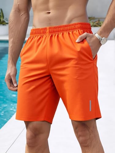 Men's Quick-Dry Shorts Elastic Waist with Pockets for Gym Running Sports
