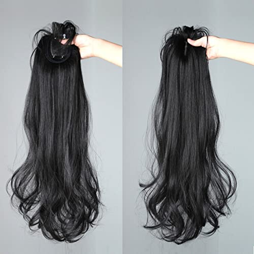 Miniatura 4 de LesafeV 19.7 in de largo, sin costuras, con clip de aspecto natural, extensión de flecos laterales, para mujer, con cabello delgado, ondulado, color