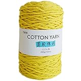 1PCS 200g 7.1oz Soild Color Hollow Knitted Crochet Yarns Nylon Cord Polyester Thread Round Rope Yarns for DIY Handbag Purse Basket Crochet Bag Fabric Yarn (250g, Light Yellow)