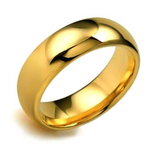 Bling Jewelry Einfache Dome Paare Ehering Ringe Poliert 14K Vergoldete Tungsten Ringe Für Herren Für Damen Comfort Fit 8MM