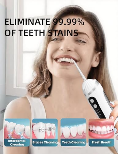 Toothank Wasser Flosser, Schnurlose Wasser Flossers für Zähne, wasserdichte Munddusche mit 3 Modi und 4 austauschbaren Düsen, professionelles Zahnreinigungswerkzeug für Zahnfleischpflege Zahnspangen – Bild 6