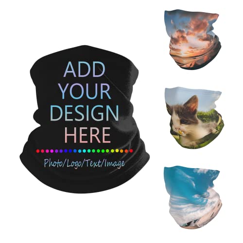 Custom Face Mask Add Your Name Text Photo Personalized Microfiber Neck Warmer Neck Gaiter Face Mask Reusable Custom Bandana For Men & Women