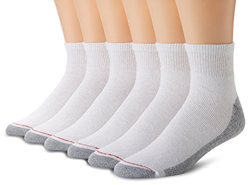 Hanes Full Cushion Ankle Socks with Grey Heel and Toe, 6-12-White