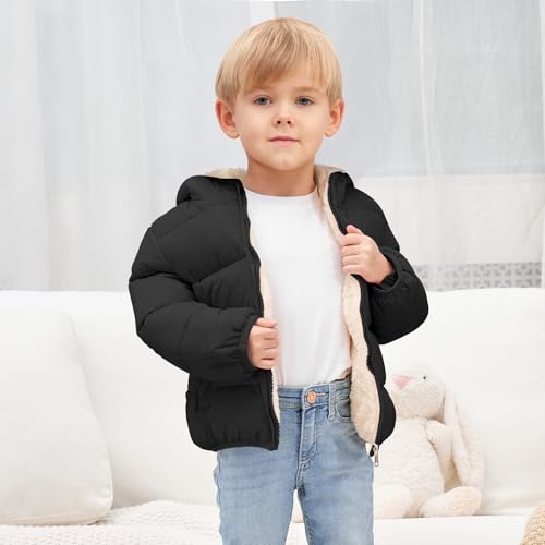 Image of Toddler Boys Girls Thicken Winter Coat Baby Fleece Warm Cute Bear Ear Hooded Jacket Clothes 2024