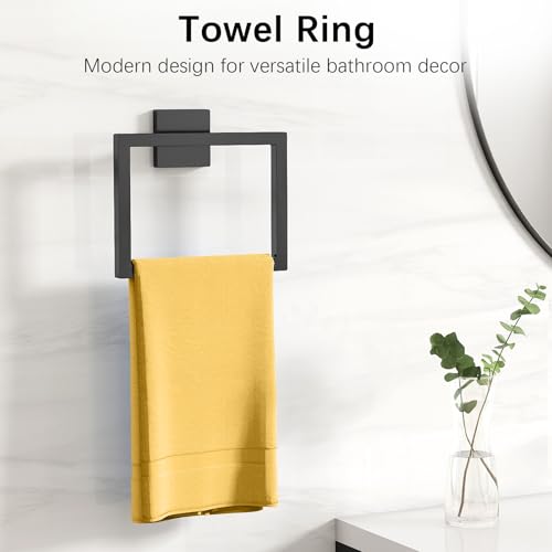 Bathroom Hardware Accessories Set, 10 Piece Black Towel Bar Set Stainless Steel, Towel Racks for Bathroom Wall Mounted Towel Holder Set, 24 inch - image 4