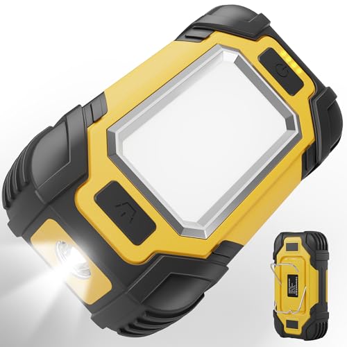 Magnetic Work Light Rechargeable, 8000mAh Dual Light Source COB LED Work Light with 8 Lighting Modes, IP65 Waterproof, Portable Flashlight with 2 Strong Magnets & Hook for Mechanic Car Repair Camping