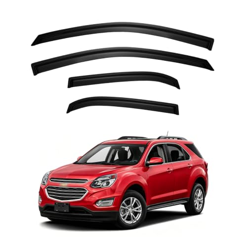 Image of Window Visor for 2010-2017 Chevy Equinox, Out-Channel Rain Guards Shields Vent Deflector Shade Wind Dark Smoke Ventshade Ventvisor for 10-17 Equinox, Tape-On Outside-Mount, 4PCS