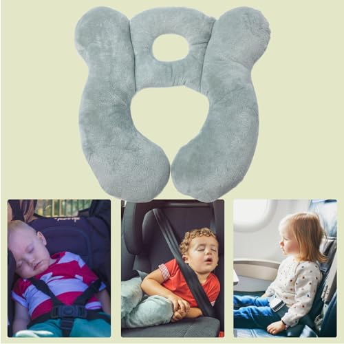 Image of Baby Travel Pillow, Infant Kid's Cushion Soft and Skin Friendly for Car Seat, Pushchair and Stroller (Plush Grey)