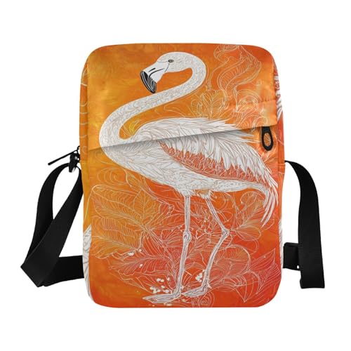 Orange Flamingos small messenger bag for women shoulder bag crossbody Women's Purse Adjustable Strap for Travel outdoor sports