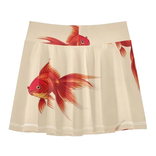 Gymnastics Athletic Shorts Girls Skorts Tennis Skirts Kids Flowy Skort Cute Red Goldfish Beige 4t2