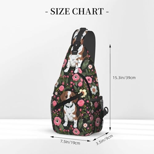 Morrales Crossbody con Estampado de Perro y Flores miniatura 3