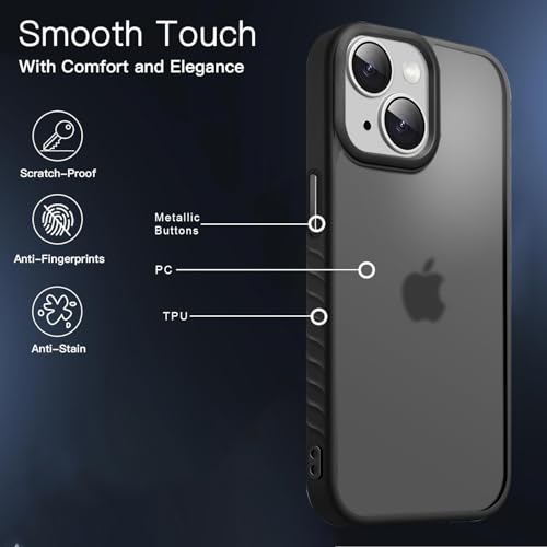 Image of KARWAN️ Shockproof Back Case Cover for iPhone 15 | Camera Protection Bump |Shockproof Back Case Cover for iPhone 15 - Black