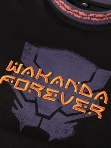 Image of The Souled Store: Black Panther Wakanda Forever Men and Boys Short Sleeves Round Neck Graphic Printed Cotton Oversized Comfortable Lightweight All-Season T-Shirt