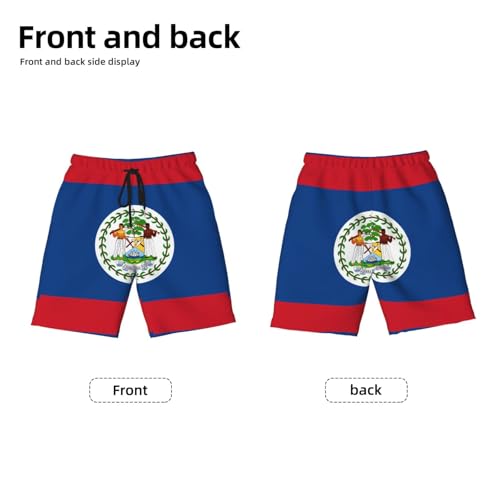 Belize Flag Youth Beach Pants, Soft and Breathable, with Drawstring Waist, Suitable for Sports and Leisure.2