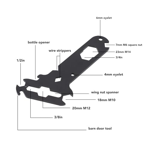 Separate Rigger Tools, 14 in 1 Steel DTY Multitool, Portable Nut Tool, Bottle Opener, Barn Door Tool - Image 4