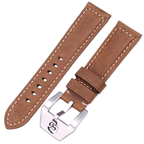 Bracelet de montre en cuir 22mm 24mm avec boucle acier inoxydable pour homme et femme