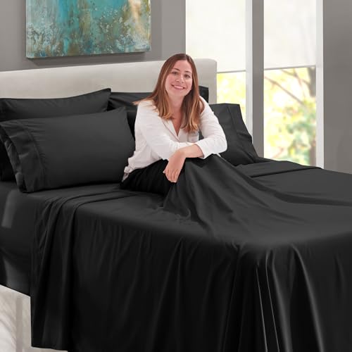 Image of BEVI - Home Premium Solid Plain Single Bedsheet with 1 Pillow Cover 300 TC Microfiber for Single Bed | Size (60 inch x 90 inch) Slate Black