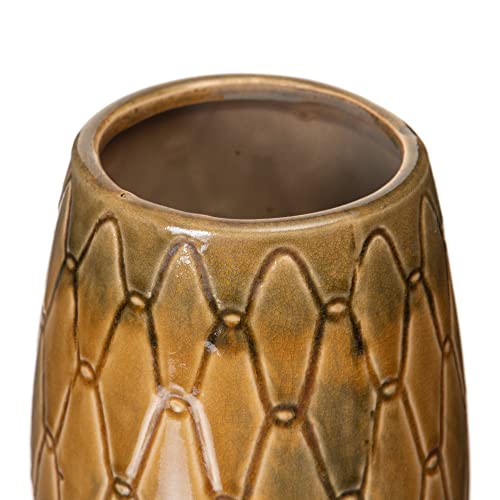 Vase en céramique moutarde 15x15x22,5 cm pour décoration de salon - 4