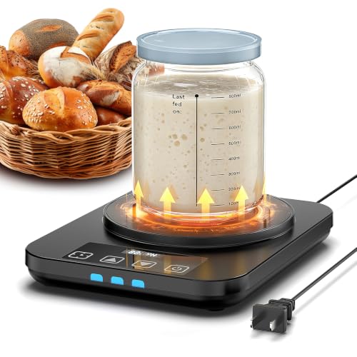 Sourdough Starter Warmer, Precise 1°F Thermostat Control (70-100°F) Sourdough Warming Mat, Smart memory Warming On/Off, 12-Hour Timer Sourdough Warmer(Black)