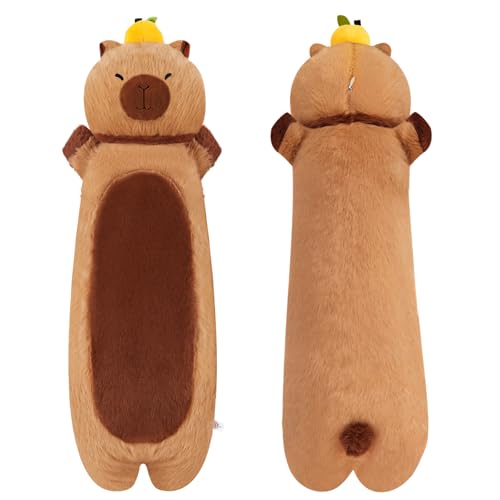 Sidesea 21.6in Long Capybara Plush Body Pillow, Cute Lemon Capybara Stuffed Animals Soft Plushies Cuddle Pillow, Soft Plush Toy For Kids & Adults For Capybara Lovers