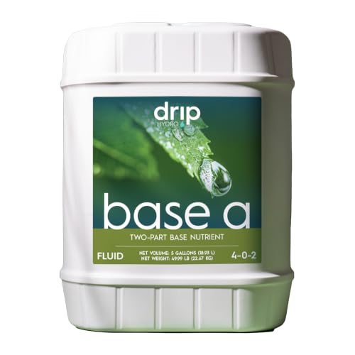 Drip Hydro Base A 5 Gallon | 4-0-2 Liquid Plant Nutrient | Hydroponic Nutrient for Hydroponics, Soil & Coco Coir | Essential Macronutrients & Chelated Micronutrients for Vegetative Plant Growth